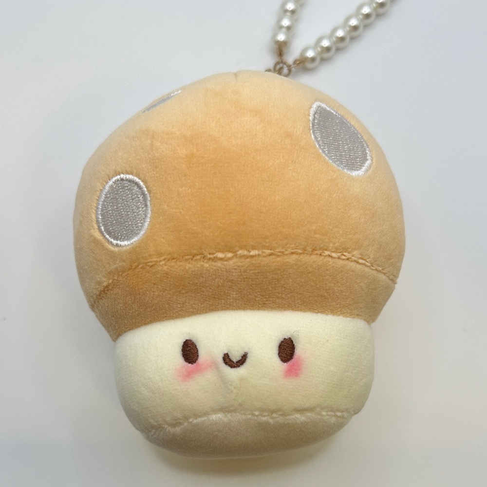 Plush Mushroom Keychain Pearl Chain